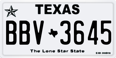 TX license plate BBV3645