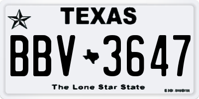 TX license plate BBV3647