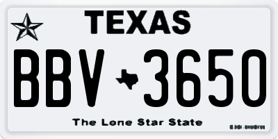 TX license plate BBV3650