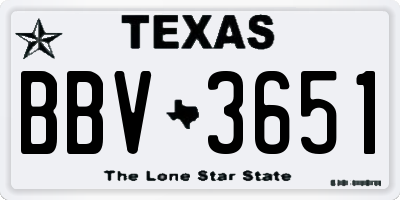 TX license plate BBV3651