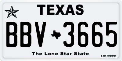 TX license plate BBV3665