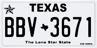 TX license plate BBV3671