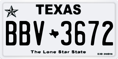 TX license plate BBV3672
