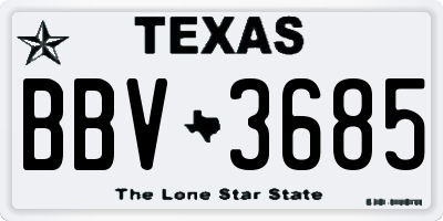 TX license plate BBV3685