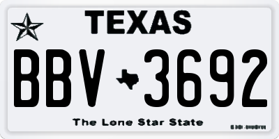 TX license plate BBV3692