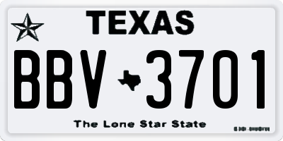 TX license plate BBV3701