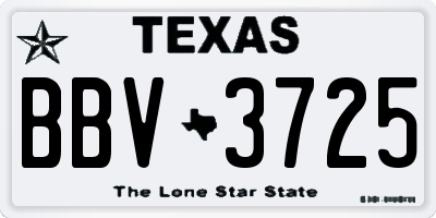 TX license plate BBV3725