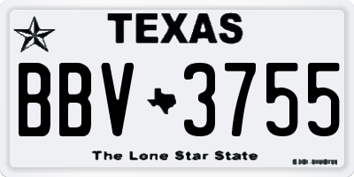 TX license plate BBV3755