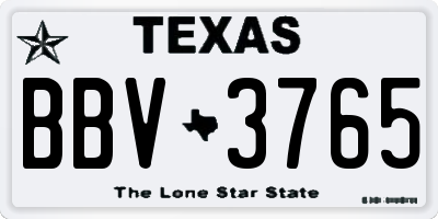 TX license plate BBV3765