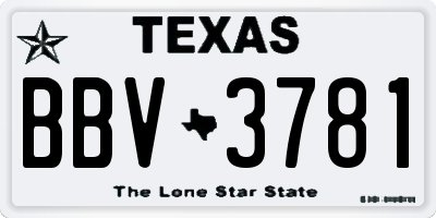 TX license plate BBV3781