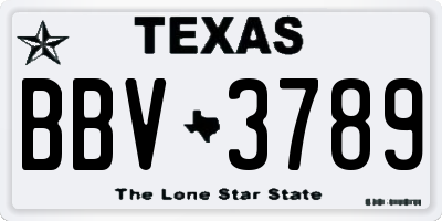 TX license plate BBV3789