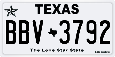 TX license plate BBV3792