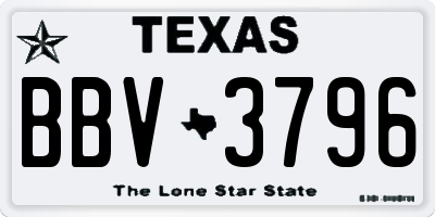 TX license plate BBV3796