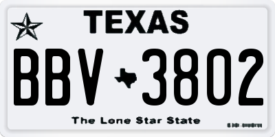 TX license plate BBV3802