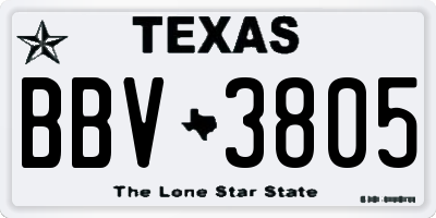 TX license plate BBV3805