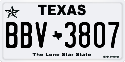 TX license plate BBV3807