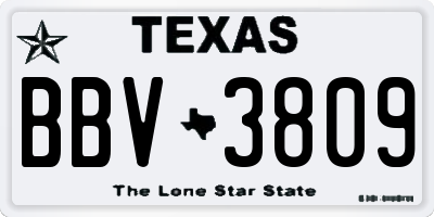 TX license plate BBV3809