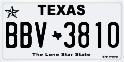 TX license plate BBV3810