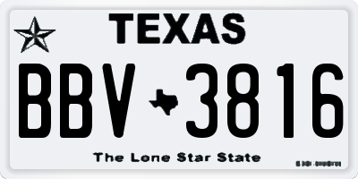 TX license plate BBV3816