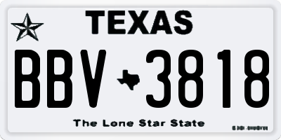 TX license plate BBV3818