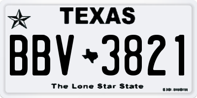 TX license plate BBV3821
