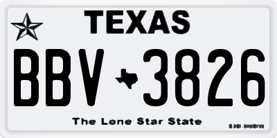 TX license plate BBV3826