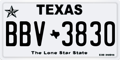 TX license plate BBV3830