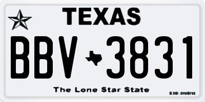 TX license plate BBV3831