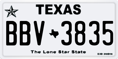 TX license plate BBV3835