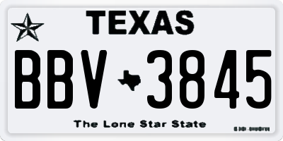 TX license plate BBV3845