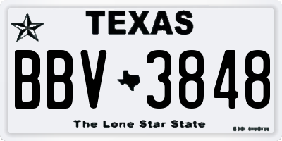 TX license plate BBV3848