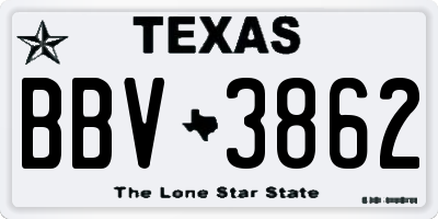 TX license plate BBV3862
