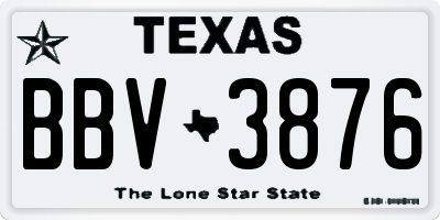 TX license plate BBV3876
