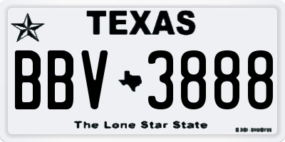 TX license plate BBV3888