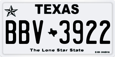 TX license plate BBV3922