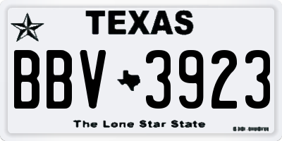 TX license plate BBV3923