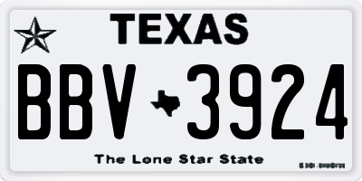 TX license plate BBV3924