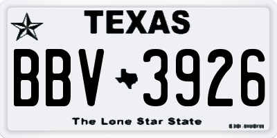 TX license plate BBV3926