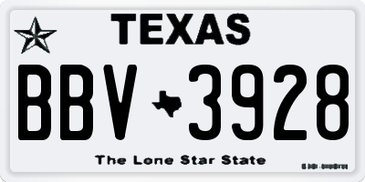 TX license plate BBV3928