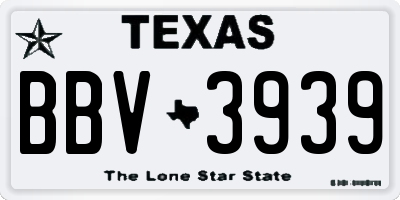 TX license plate BBV3939