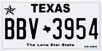 TX license plate BBV3954