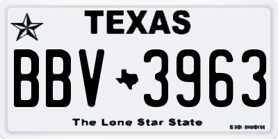 TX license plate BBV3963