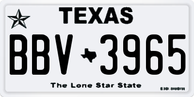 TX license plate BBV3965