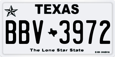 TX license plate BBV3972