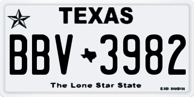 TX license plate BBV3982