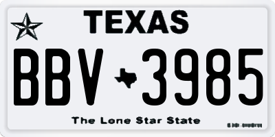 TX license plate BBV3985