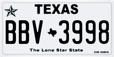 TX license plate BBV3998