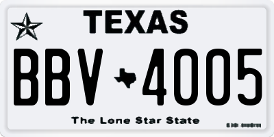 TX license plate BBV4005