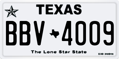 TX license plate BBV4009