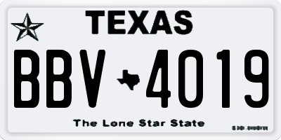 TX license plate BBV4019